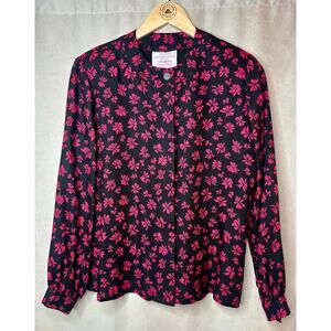 Vintage Pendleton Floral Rayon Blouse Medium Petite